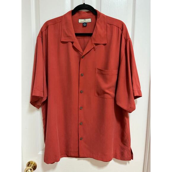 Tommy Bahama 100% Silk Camp Short Sleeve Shirt Burnt Orange Men’s XL Resortwear - Picture 1 of 10